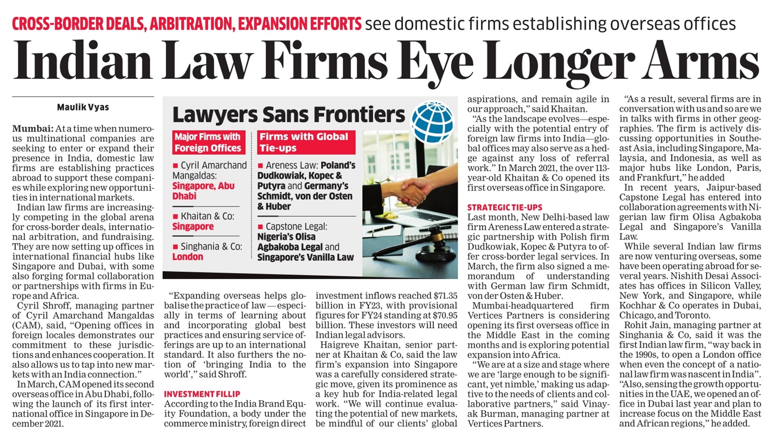 Indian law firms eye longer arms