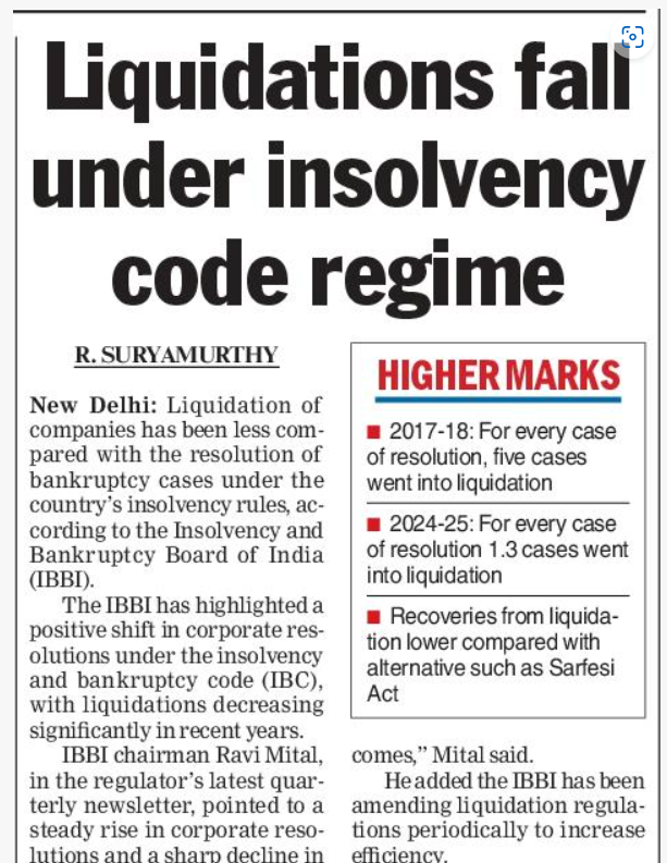 Liquidations fall under insolvency code regime.
