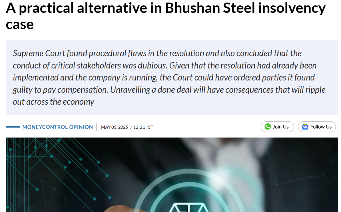 A practical alternative in Bhushan Steel insolvency case