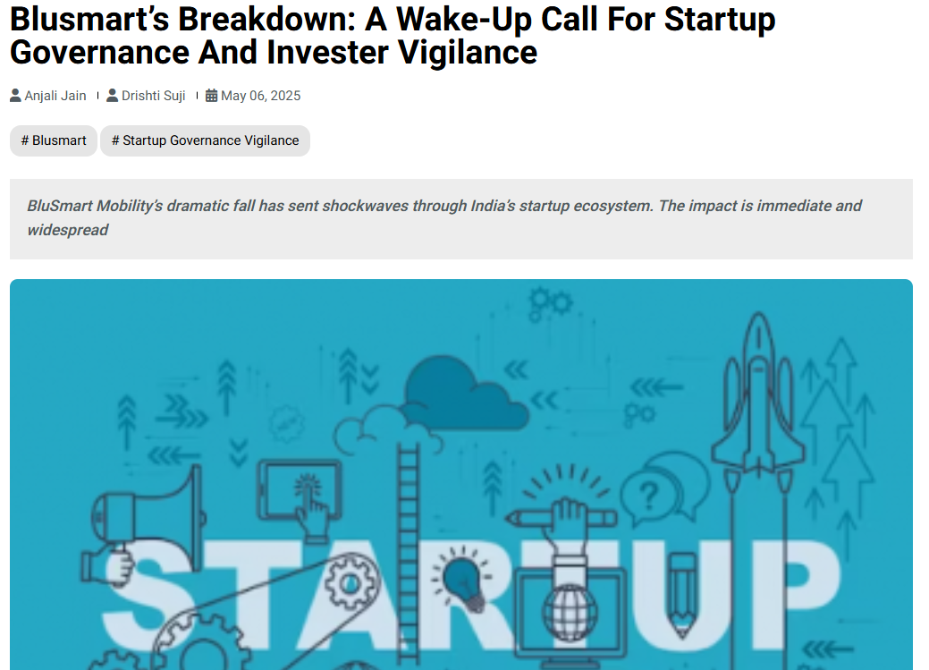 Blusmart’s Breakdown: A Wake-Up Call For Startup Governance And Invester Vigilance