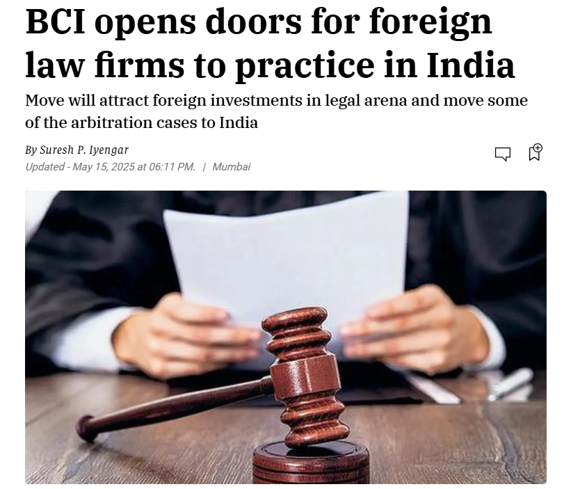 BCI opens doors for foreign law firms to practice in India
